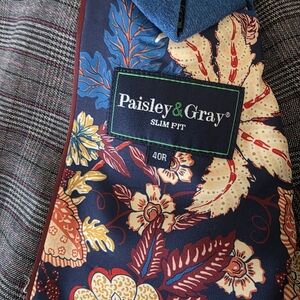Paisley & Gray Slim Fit Multicolored Suit (Grey, Burgundy, & Blue)